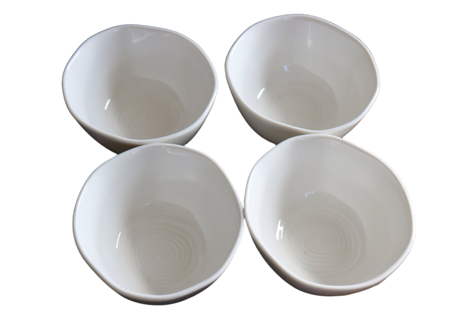 Dipping Bowls - Set of 4, White Ribbed