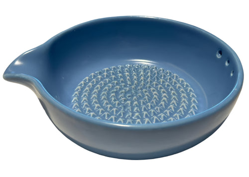 Garlic Grater Bowl with Herb Stripper – Horizon Blue - ArtisanoDesigns