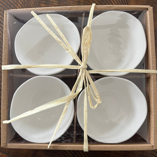 Dipping Bowls - Set of 4, White Ribbed - ArtisanoDesigns