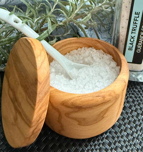 Olive Wood Salt Pinch Bowl with Lid