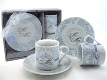 Load image into Gallery viewer, &quot;Mr. and Mrs.&quot; Couples Espresso Cup Favor Set - ArtisanoDesigns