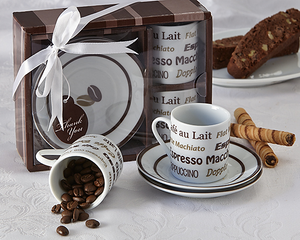 Euro Café Espresso Coffee Cup Favor (Set of 2) - ArtisanoDesigns