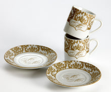 Load image into Gallery viewer, Mr. &amp; Mrs. Espresso Cup Set in Gold (Set of 2) - ArtisanoDesigns