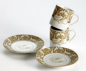 Mr. & Mrs. Espresso Cup Set in Gold (Set of 2) - ArtisanoDesigns
