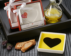 Love Infused Olive Oil and Balsamic Vinegar Dipping Plate Favor - ArtisanoDesigns